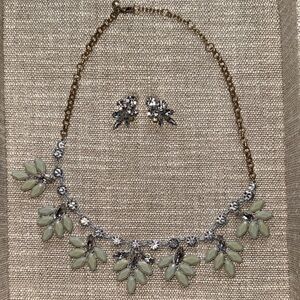 J. Crew Gold and Silver Leaf Necklace and Earrings Set